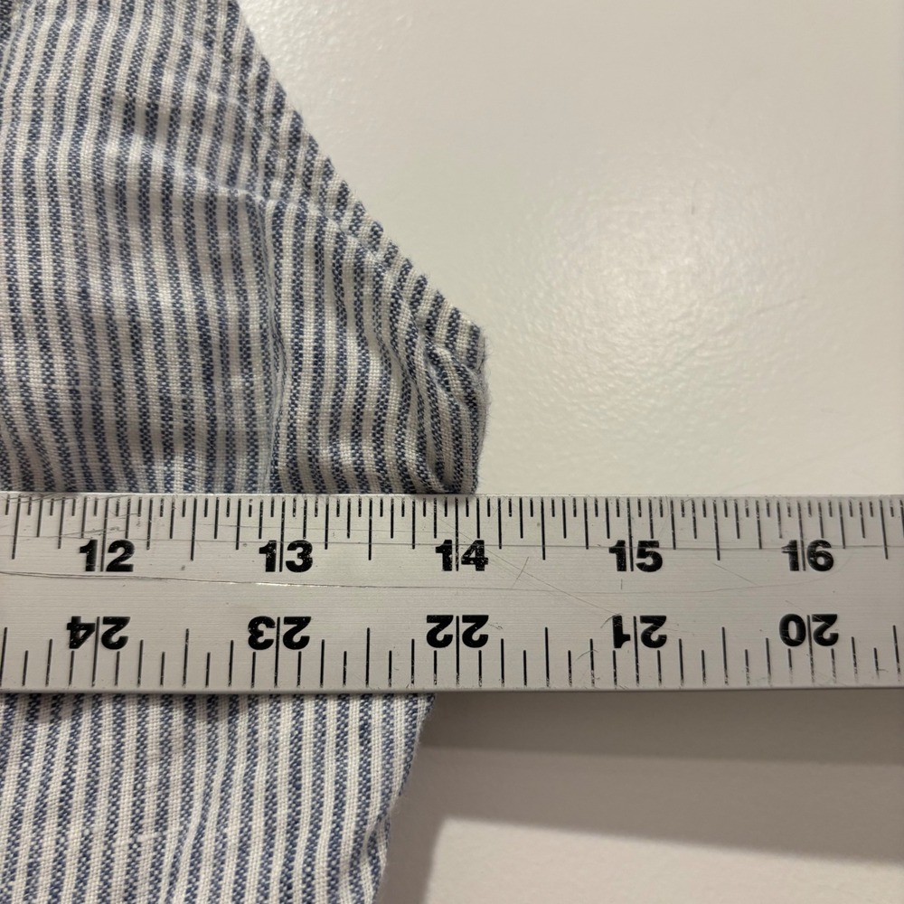 Quince Linen Striped Midi Dress Blue White Smocked Back XS - Picture 6 of 6